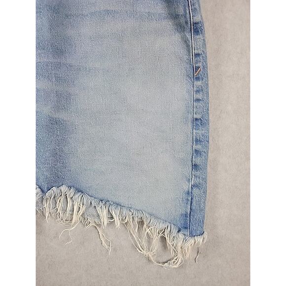 Good American Blue Denim Asymmetrical Frayed Hem Mini Skirt Women's Plus 16 - Picture 4 of 10
